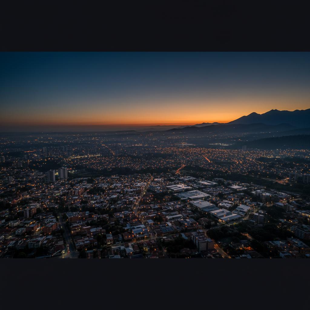 Vista aérea de Bogotá con instalaciones solares en los tejados